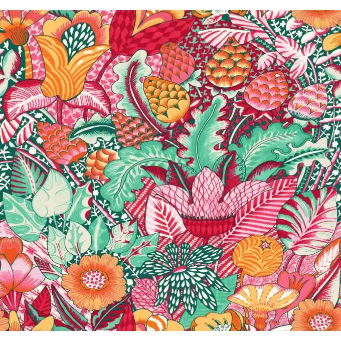 Köperstoff Blumen rosa orange Preis Gesenkt