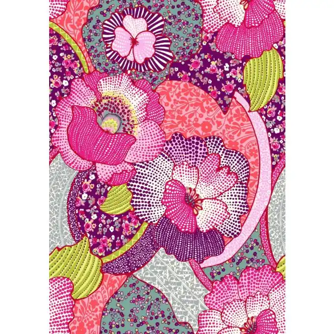 Köperstoff Baumwolle Blumen rosa Weltweiter Versand