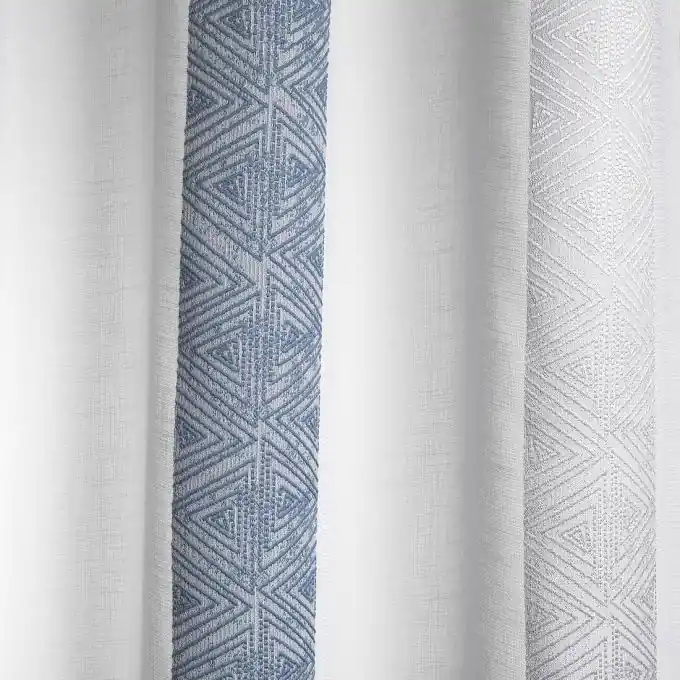 Jacquard-Voile, mit blauen Streifen, extra breit Sichere Zahlung