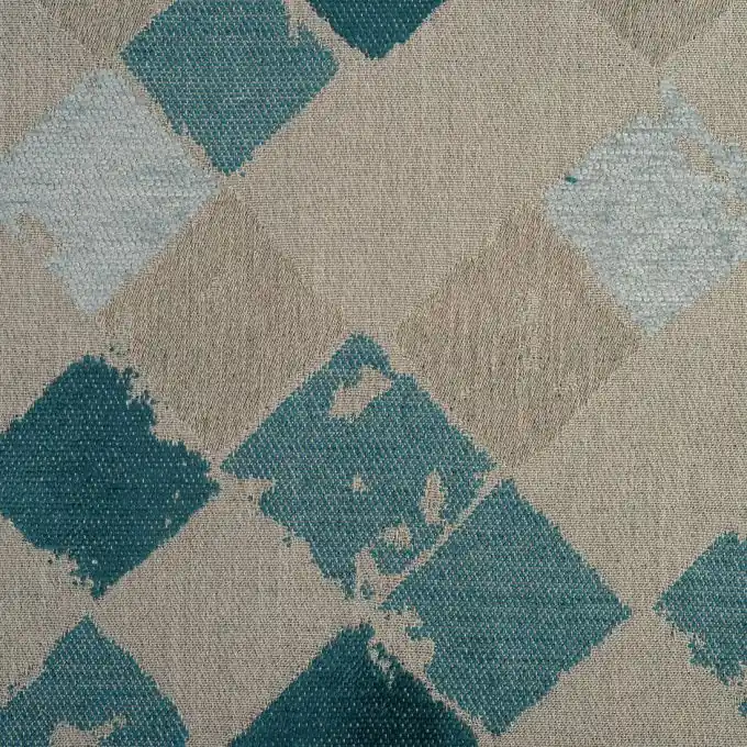 Kostenloser Versand Veloursstoff Rautenmuster Blau-Grau 140 cm Breite