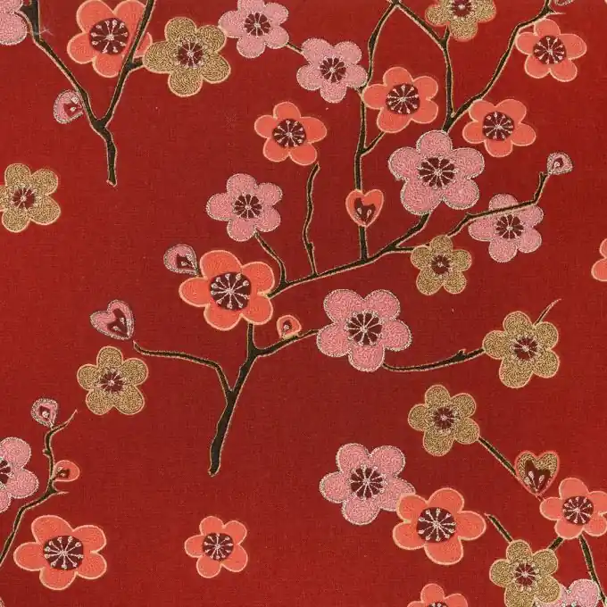 Japanischer Stoff Kirschenbuten rot Top-Angebot
