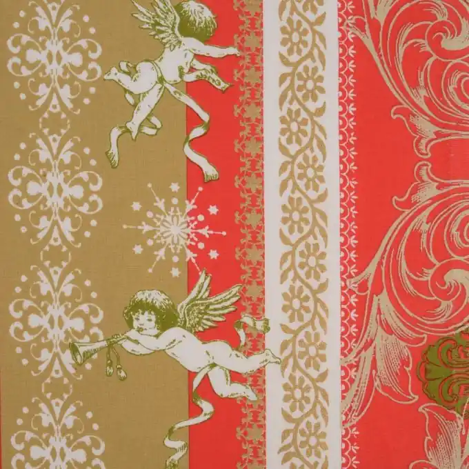 Nur Für Kurze Zeit Weihnachtsstoff aus Baumwolle mit Engeln und Spatzen