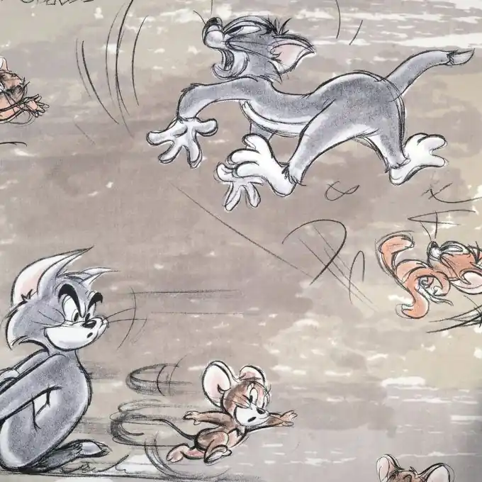 Baumwollstoff Tom & Jerry grau Kracherpreis