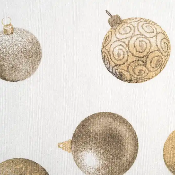 Weihnachtsstoff aus dicker Baumwolle mit goldenen Kugeln Angebot