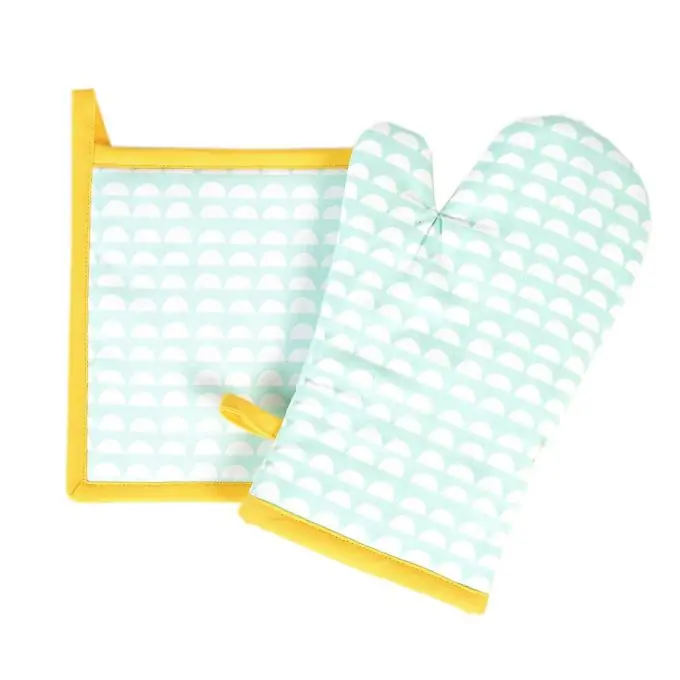 Beliebt Set Ofenhandschuh & Topflappen Retro Halb-Kreis