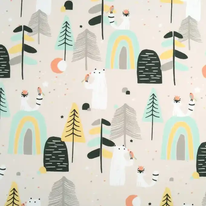 Schnäppchen Baumwollstoff Wald & Tiere bunt