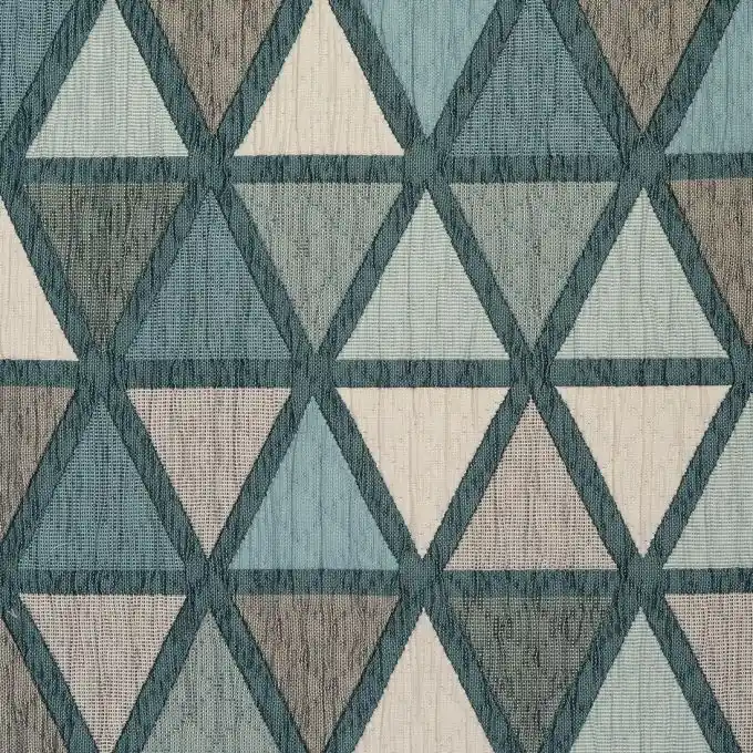 Sichere Zahlung Piqué-Stoff blaue Dreiecke, extra breit