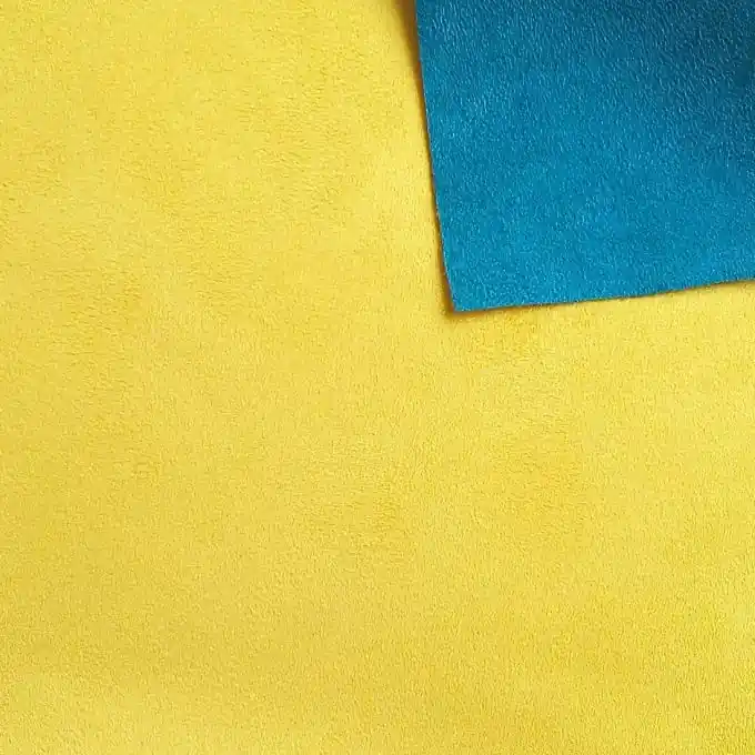 Stoff in Wildleder-Optik, doppelseitig, blau und gelb Schnäppchen