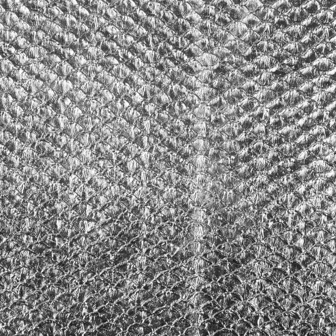 Silbernes Kunstleder mit Schuppenoptik, 140 cm Breite Rabatt