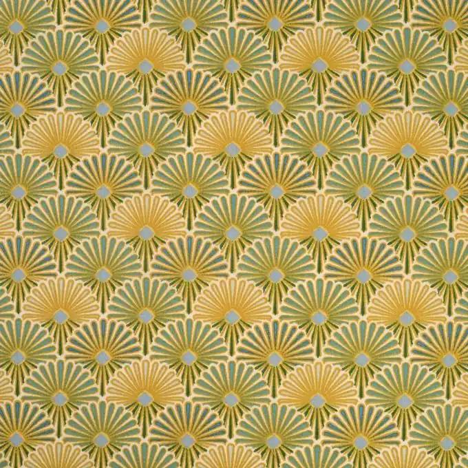 Jetzt Zugreifen Baumwollstoff Lotusblumen Grün-Blau 150 cm Breite