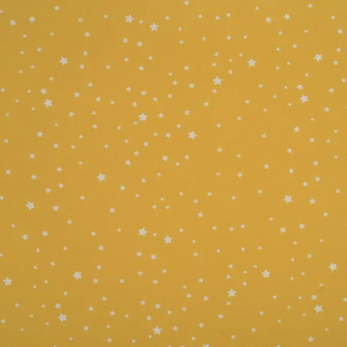 Gelber Baumwollstoff mit weißen Sternen Heißes Angebot