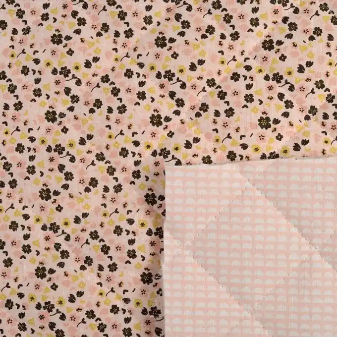 Steppstoff Blumen halbkreis rosa Top-Preis