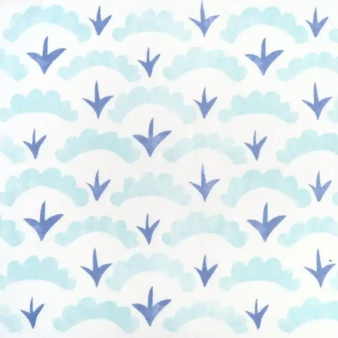 Aktuell Baumwollstoff Schuppenmuster blau