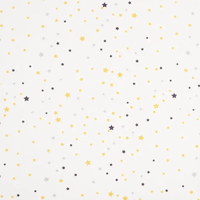Sonderaktion Weißer Baumwollstoff mit gelben und violetten Sternen