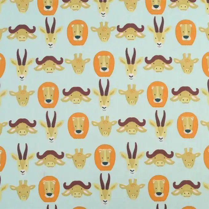 Stoff aus Baumwolle mit orangefarbenen Tiermotiven Günstig