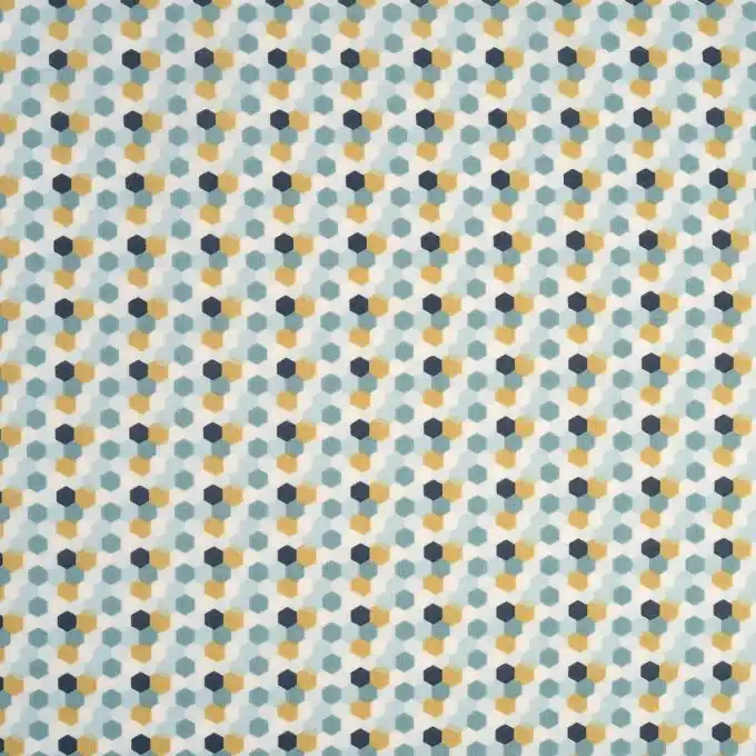 Baumwollstoff Hexagon Blau 150 cm Breite Hochwertig