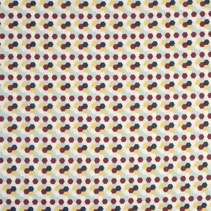 Jetzt Bestellen Baumwollstoff Sechsecker rot blau