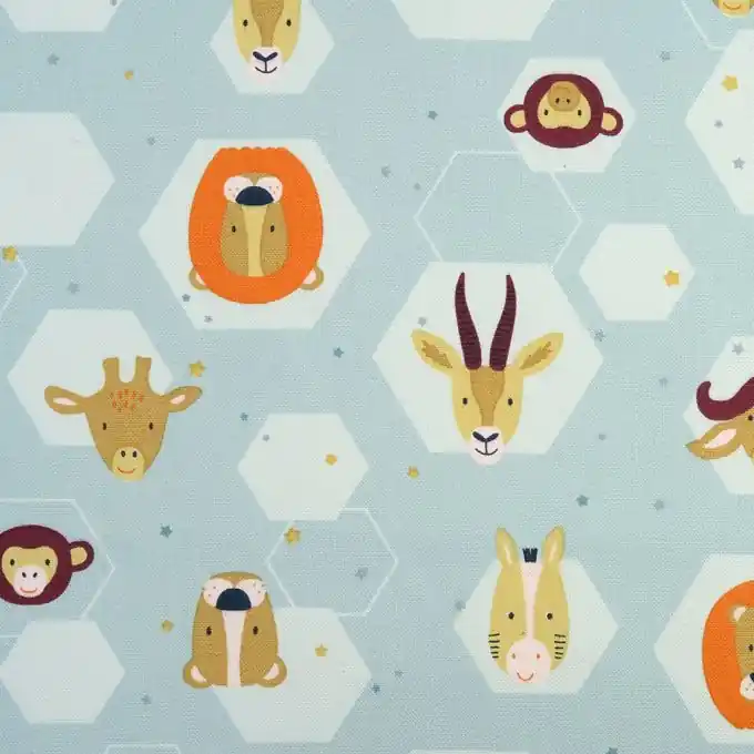 Großhandel Tiermuster Dicker Baumwollstoff Blau 150 cm Breit