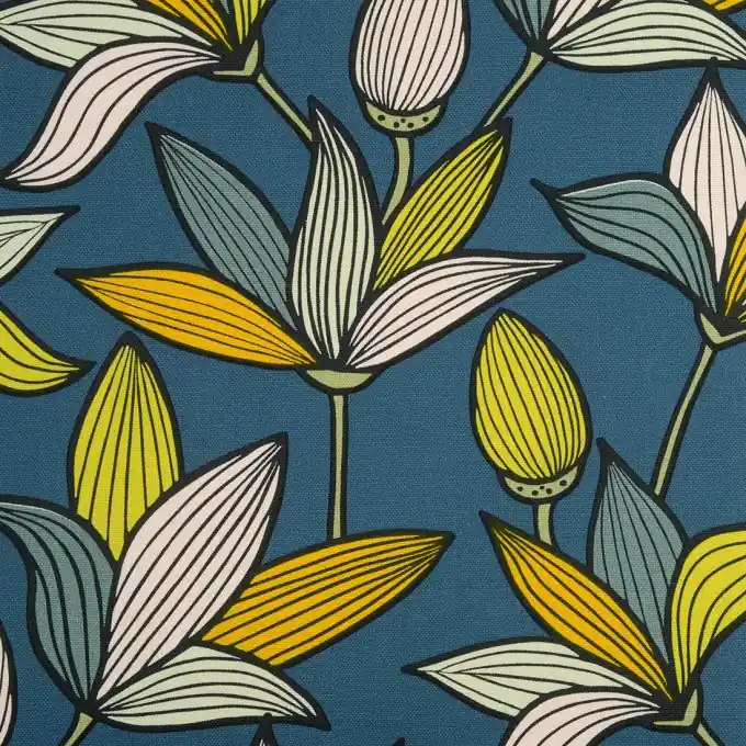 Zertifiziert Stoff aus dicker Baumwolle mit dem Muster Rousseau-Stängel