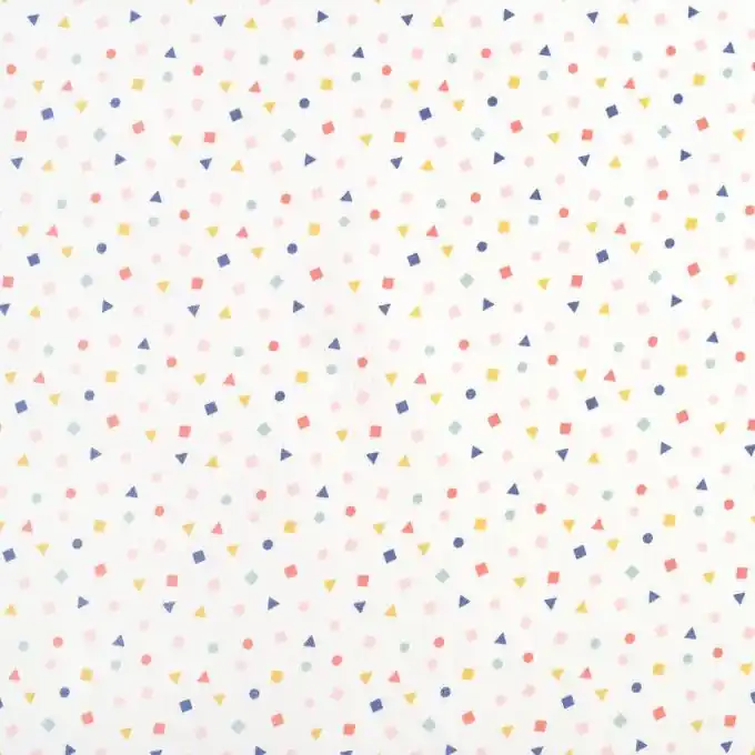 Angebot Baumwollstoff Geomuster ecru bunt