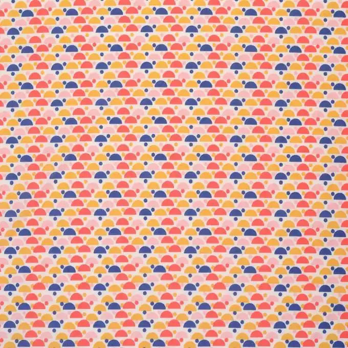 Aktuell Baumwollstoff mit bunten Halbkreisen und Punkten