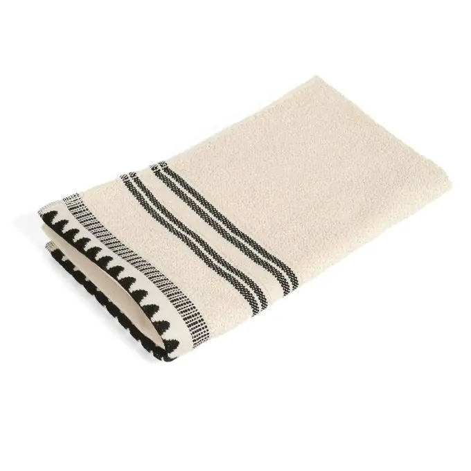 Exklusiv Gästehandtuch Ecru Schwarz Gestreift 30×50 cm