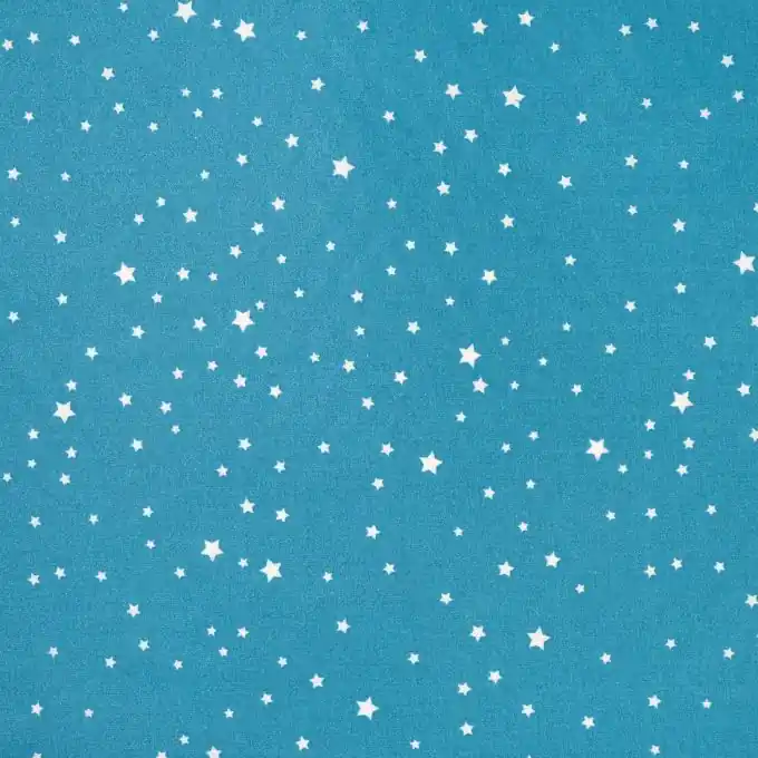 Weicher und matter beschichteter Baumwollstoff in blau mit weißen Sternen Schnäppchen