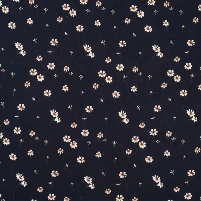 Viskosestoff Blumen marinelblau Jetzt Bestellen