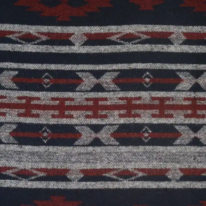 Wollstoff Ethnomuster dunkelblau rot Meistverkauft