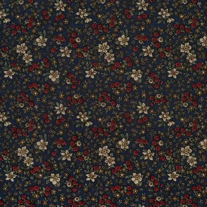 Samtstoff Blumen blau Online Kaufen