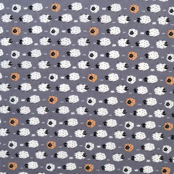 Popeline Stoff Schafe Grau 142 cm Breite Kostenloser Rückversand