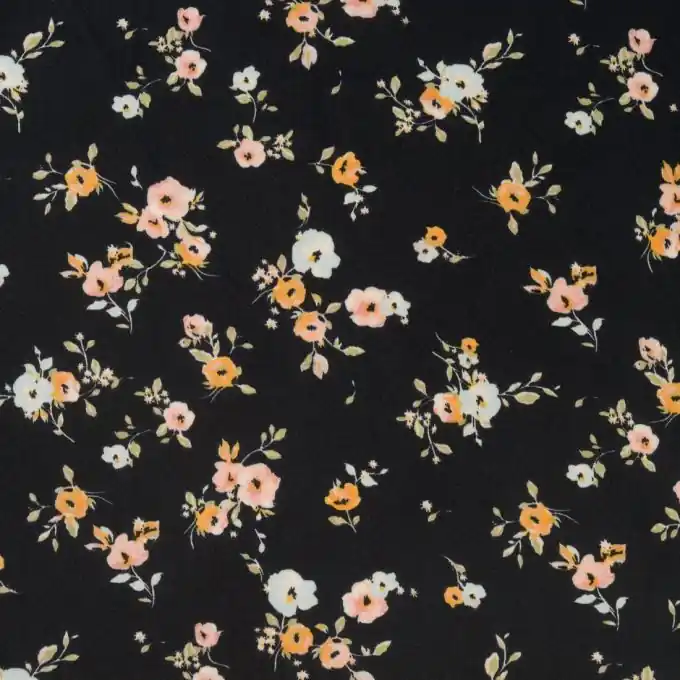 Satin Stoff Blumenmuster Gelb & Blau 144cm Breite Gratis Versand