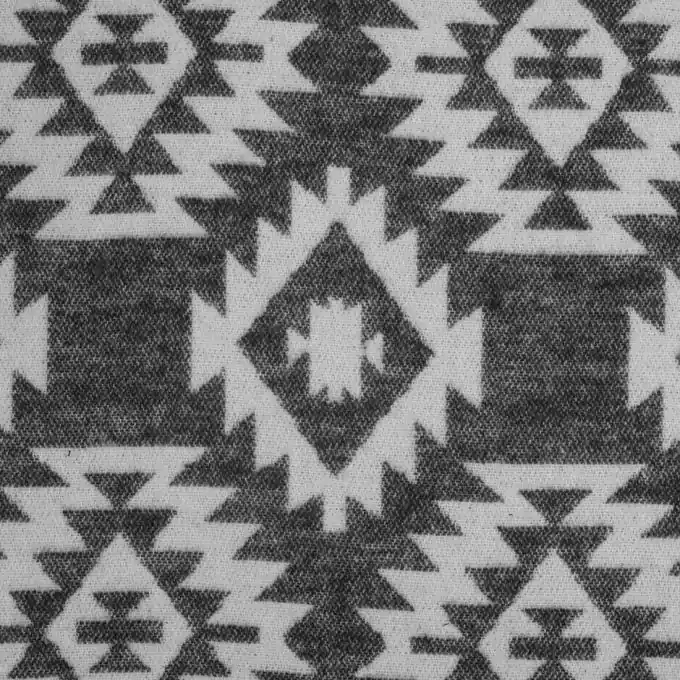 Preisreduziert Wollstoff Ethnomuster schwarz ecru
