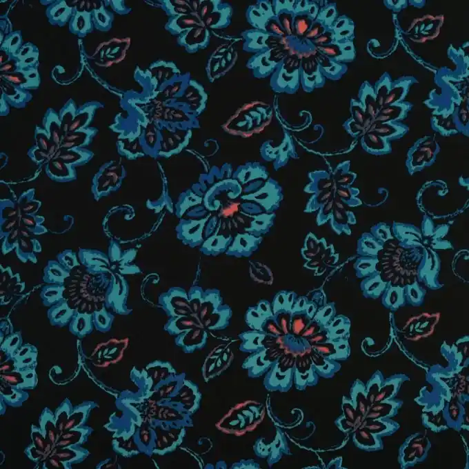 Sale Crepe-Stoff Blumen blau