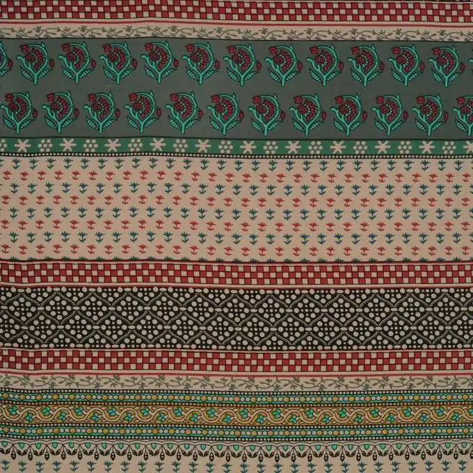 Mousseline-Stoff Grüne/Rote Streifen 145cm Breite Preisreduziert