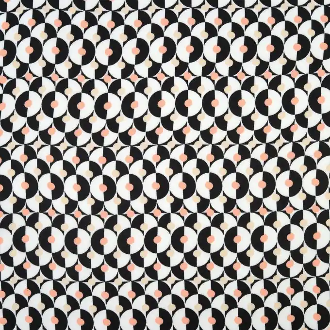 Satinierter Voile-Stoff Schwarz-Weiß Geometrisch 145cm Beliebt