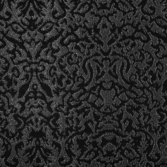 Beliebt Jacquard-Stoff Schwarz-Silber 145 cm Breite