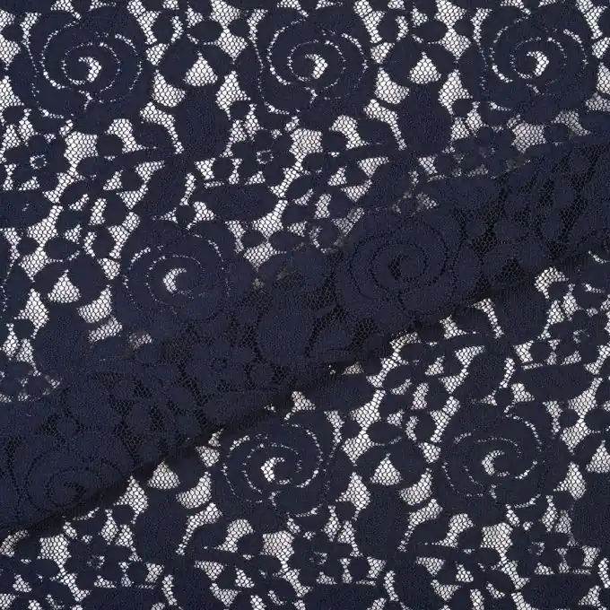 Marineblaue Blumenspitze Stoff 150cm Breite Hochwertig