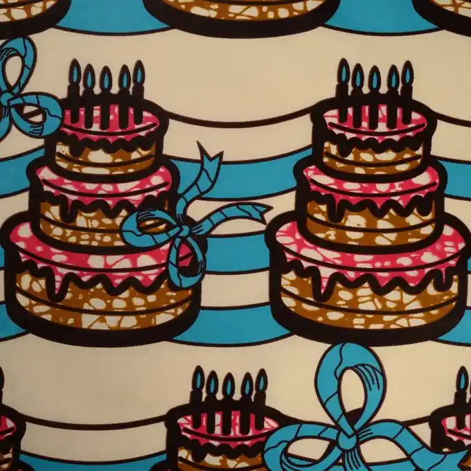 Must-Have Afrikanischer Wachsstoff in Blau für Kuchen