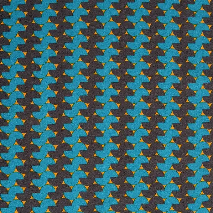 Zertifiziert Crepe-Stoff Viskose Linna Morata Valparaiso entenblau orange