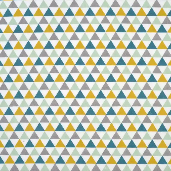 Baumwollstoff mit grünen und gelben Dreiecken Nur Für Kurze Zeit