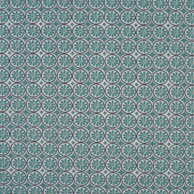 Baumwollstoff Blaue Blumen Celadon 140cm Breite Super-Preis