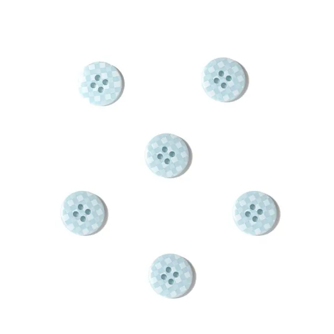 Im Trend Knöpfe Vichy mit Punkten weiß blau 18 mm