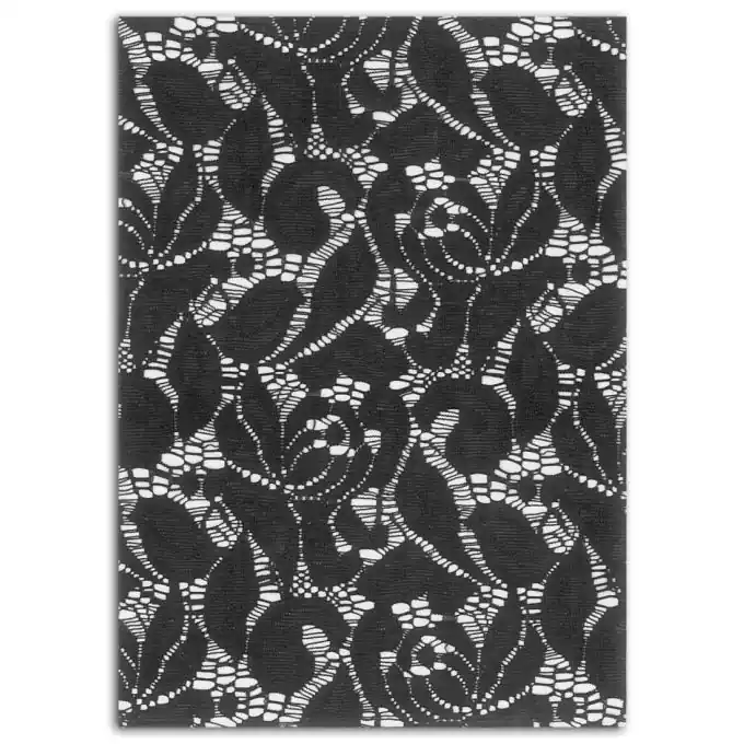 Schwarze Bügelspitze mit Blattwerk Angebot