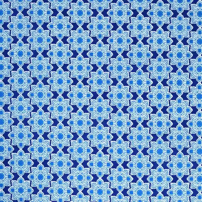 Popeline Stoff Wax Blau Blumenmuster 145cm Breite Im Trend