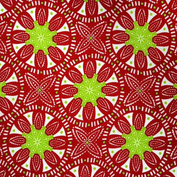 Popeline Wax Rosette rot grün Preis Gesenkt