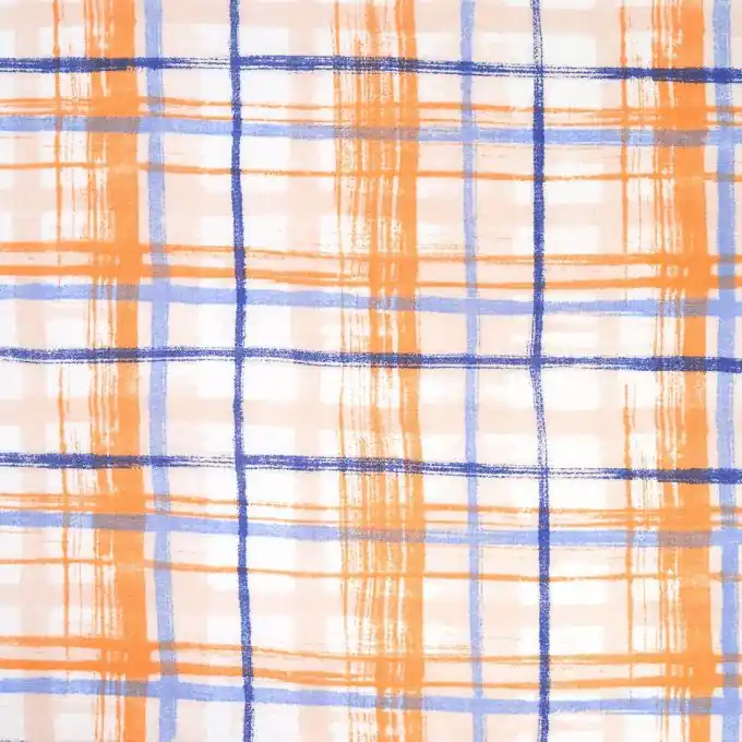 Stoff aus kariertem Leinen in Orange und Blau Direkt Vom Hersteller