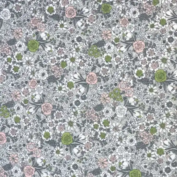 Angebot Bio Baumwollstoff Blumenstrauss Pastelblau