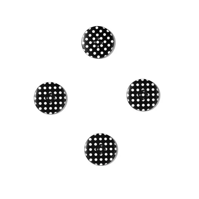 Letzte Chance Knöpfe Vichy mit Punkten schwarz weiß 25 mm