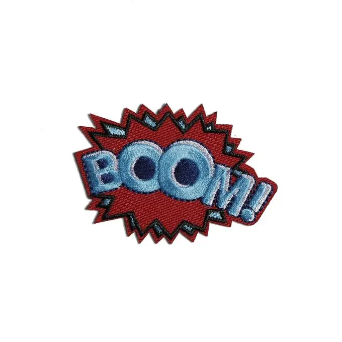 Neuheit Thermoklebender Aufnäher Boom, blau und fuchsia